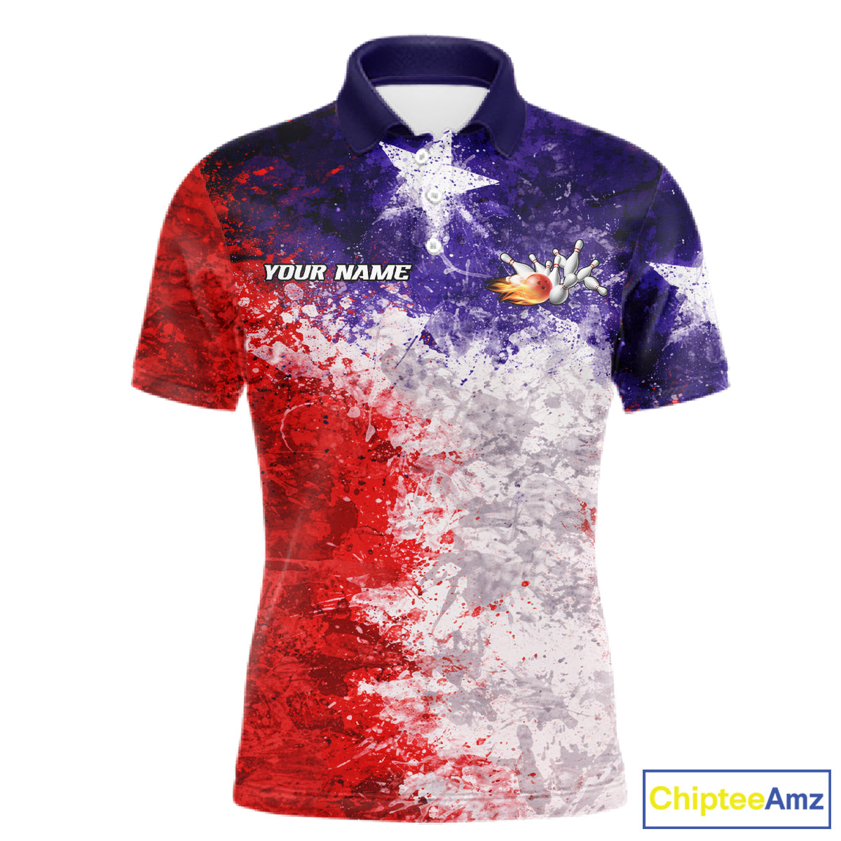 Custom Texas Flag Bowling Polo, 1/4 zip Shirts For Men, Patriotic Texas Bowling Team League Jerseys NQS11626