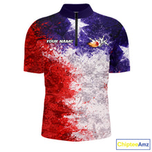 Load image into Gallery viewer, Custom Texas Flag Bowling Polo, 1/4 zip Shirts For Men, Patriotic Texas Bowling Team League Jerseys NQS11626