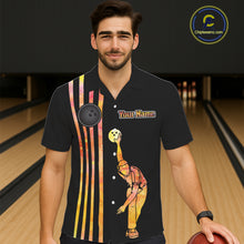 Load image into Gallery viewer, Personalized Watercolor Stripes Retro Bowling Team Hawaiian Shirts, Black Bowling Attire For Team NQS11652