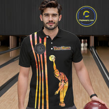 Load image into Gallery viewer, Personalized Watercolor Stripes Retro Bowling Team Shirts For Men, Black Bowling Attire For Men NQS11652