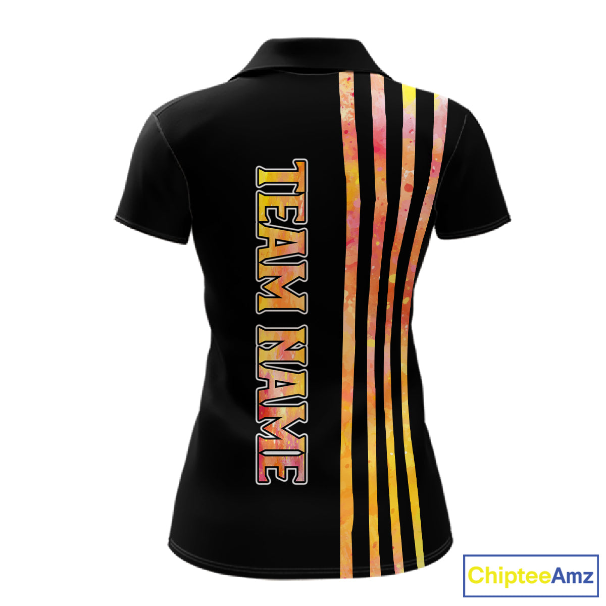 Personalized Watercolor Stripes Retro Bowling Team Shirts For Women, Black Bowling Attire For Ladies NQS11652