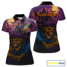 Load image into Gallery viewer, Funny Skull Halloween Golf Polo Shirts For Women Custom ladies golf top, Halloween Golf Gifts NQS10669