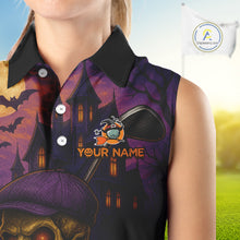 Load image into Gallery viewer, Funny Skull Halloween Sleeveless Golf Polo Shirts For Women Custom Halloween ladies golf top NQS10669