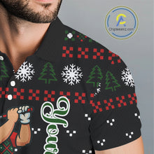 Load image into Gallery viewer, Funny Ugly Christmas pattern Santa Golf Polo Shirts For Men Custom best Mens golf wear, golfing gifts NQS11067