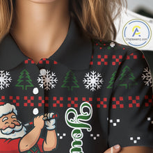 Load image into Gallery viewer, Funny Ugly Christmas pattern Santa Golf Polo Shirts For Women Custom best Ladies golf wear golf gifts NQS11067