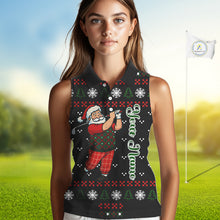 Load image into Gallery viewer, Funny Ugly Christmas pattern Santa Sleeveless Polo Shirt Custom best Ladies golf wear golf gifts NQS11067