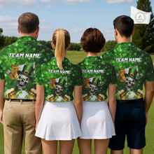 Load image into Gallery viewer, Custom Funny Skull Golf and Beer Ireland Flag Green St Patrick Team Golf Polo shirts for Women NQS11485