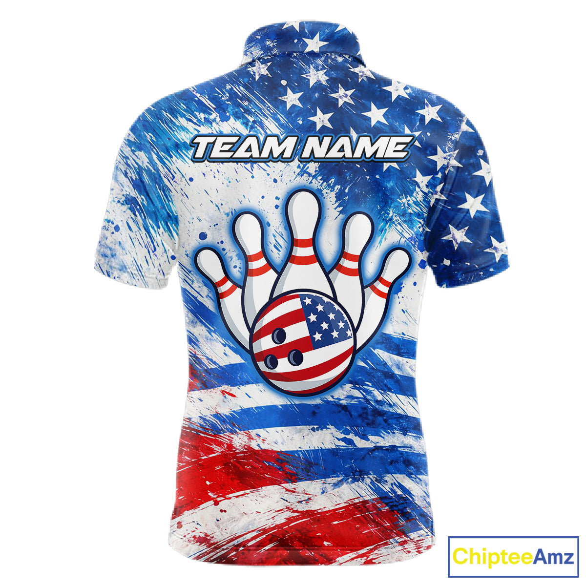 Red, White and Blue American Flag Bowling Shirts For Men Custom patriotic Team Bowling Jerseys NQS11505