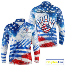Load image into Gallery viewer, Red, White and Blue American Flag Bowling Shirts For Men Custom patriotic Team Bowling Jerseys NQS11505