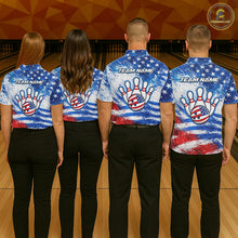 Load image into Gallery viewer, Red, White and Blue American Flag Bowling Shirts For Men Custom patriotic Team Bowling Jerseys NQS11505