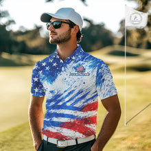 Load image into Gallery viewer, Red, White and Blue American Flag Golf Polo Shirts For Men Custom patriotic Team mens golf tops NQS11506