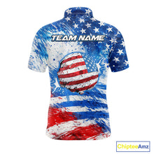 Load image into Gallery viewer, Red, White and Blue American Flag Golf Polo Shirts For Men Custom patriotic Team mens golf tops NQS11506
