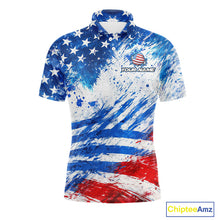 Load image into Gallery viewer, Red, White and Blue American Flag Golf Polo Shirts For Men Custom patriotic Team mens golf tops NQS11506