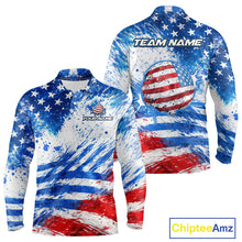 Load image into Gallery viewer, Red, White and Blue American Flag Golf Polo Shirts For Men Custom patriotic Team mens golf tops NQS11506