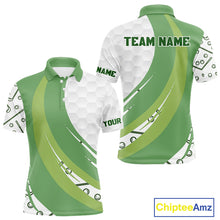 Load image into Gallery viewer, White and Green Golf pattern polo golf shirt for men Custom men's golf outfit, unique golf gifts NQS11107