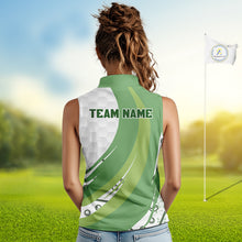 Load image into Gallery viewer, White and Green Golf pattern Sleeveless polo shirt Custom ladies's golf outfit, unique golf gifts NQS11107