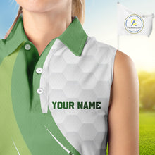 Load image into Gallery viewer, White and Green Golf pattern Sleeveless polo shirt Custom ladies's golf outfit, unique golf gifts NQS11107