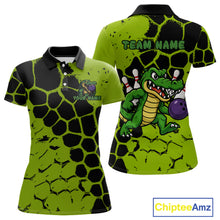 Load image into Gallery viewer, Black and Green Funny Alligator Bowling shirts for Women, Alligator Bowling Team Jersey NQS10739