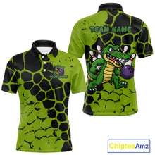 Load image into Gallery viewer, Black and Green Funny Alligator Bowling shirts for Men, Alligator Bowling Team Jersey NQS10739
