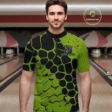 Load image into Gallery viewer, Black and Green Funny Alligator Bowling shirts for Men, Alligator Bowling Team Jersey NQS10739