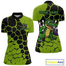 Load image into Gallery viewer, Black and Green Funny Alligator Bowling shirts for Women, Alligator Bowling Team Jersey NQS10739