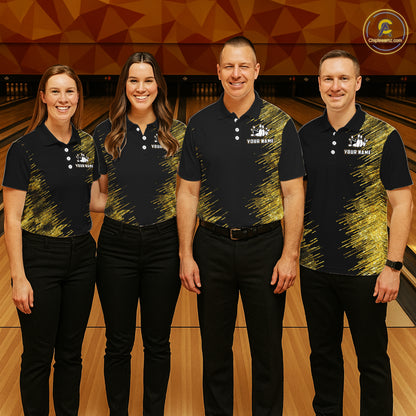 Black and Gold Flame Bowling Shirts For Men Custom Team Bowling jerseys, Gift For Bowlers NQS11342