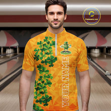 Load image into Gallery viewer, Orange pattern Green clovers St Patrick's Day Bowling Shirts for Men Custom Bowling Team jerseys NQS11696