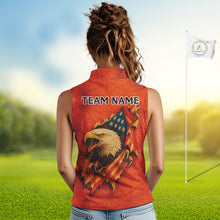 Load image into Gallery viewer, American Flag Eagle Orange spider web Halloween Sleeveless Polo Shirt Custom ladies golf outfit NQS10774