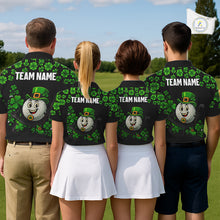 Load image into Gallery viewer, Black and Green Shamrock Funny Golf Polo Shirt For Women Custom St Patrick's Day ladies golf outfit NQS11164