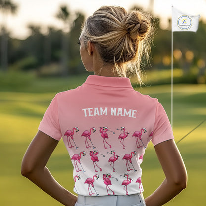 Funny Pink Flamingo Golf polo shirt for Women custom Flamingo golfer pattern golf shirts NQS11714