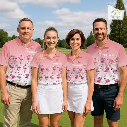 Funny Pink Flamingo Golf polo shirt for men custom Flamingo golfer pattern golf shirts NQS11714
