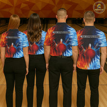 Load image into Gallery viewer, Fire and Ice Pattern Bowling Polo, Quarter Zip Shirts For Women Custom Flame Team Bowling Jerseys NQS11184