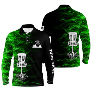 Green smoke black Mens disc golf polo shirts custom team disc golf basket best mens golf wears NQS8941