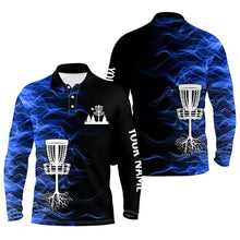 Load image into Gallery viewer, Blue smoke black Mens disc golf polo shirts custom team disc golf basket best mens disc golf wears NQS8942