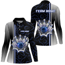 Load image into Gallery viewer, Blue Bowling Camo Custom Bowling Shirts For Women Bowling League Jerseys Bowler Outfit NQS8417