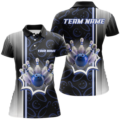 Blue Bowling Camo Custom Bowling Shirts For Women Bowling League Jerseys Bowler Outfit NQS8417