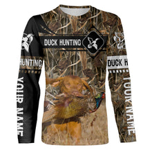 Load image into Gallery viewer, Pheasant Hunting with Vizsla dog waterfowl camo Shirts, Personalized Duck Hunting Gifts FSD3728