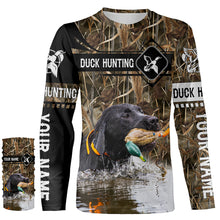 Load image into Gallery viewer, Duck Hunting with Black Labrador Retriever waterfowl camo Shirts, Personalized Duck Hunting Gifts FSD3123