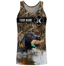 Load image into Gallery viewer, Duck Hunting with Black Labrador Retriever waterfowl camo Shirts, Personalized Duck Hunting Gifts FSD3123