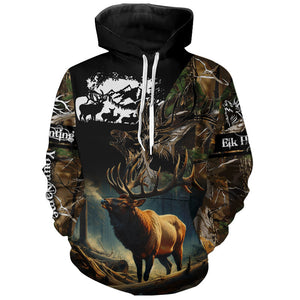 Bulk Elk hunting camouflage Custom name all over print Shirts, Personalized hunting Gifts FSD47