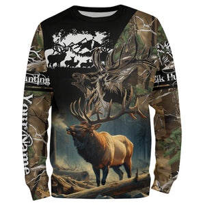 Bulk Elk hunting camouflage Custom name all over print Shirts, Personalized hunting Gifts FSD47