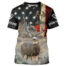 Load image into Gallery viewer, Mule Deer Hunting American flag custom Name Patriotic Hunting Shirts, Personalized Gifts for Hunter FSD1