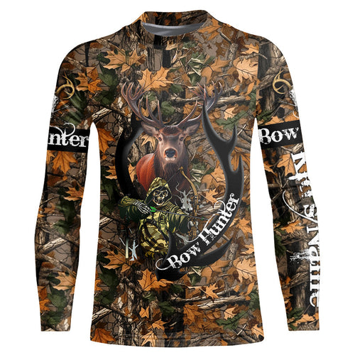 Bow Hunting Deer Grim Reaper Camouflage custom Name Shirts, Personalized gift for Bow Hunter FSD902