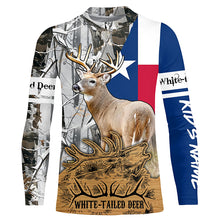 Load image into Gallery viewer, Whitetail Deer Hunting Texas flag Camo custom Name Hunting Shirts, Personalized Gifts for Hunter FSD10