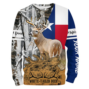 Whitetail Deer Hunting Texas flag Camo custom Name Hunting Shirts, Personalized Gifts for Hunter FSD10