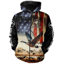 Load image into Gallery viewer, Goose hunting American flag custom Name all over print Shirts, Gift for Hunters FSD110