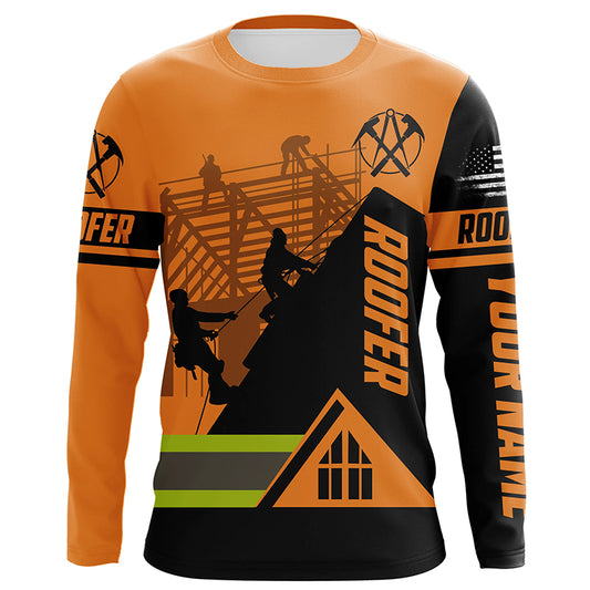 Roofing custom Name UV Protection orange Shirts for Roofer Contractors, Roofing Expert FSD4058