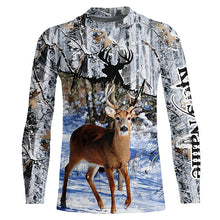 Load image into Gallery viewer, Deer Hunting Winter Snow Camo Custom Name Shirts for Men, Personalized Deer Hunting Gifts FSD15