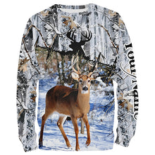 Load image into Gallery viewer, Deer Hunting Winter Snow Camo Custom Name Shirts for Men, Personalized Deer Hunting Gifts FSD15