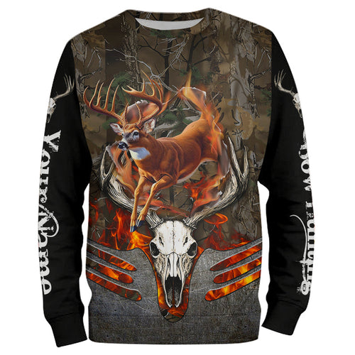 Whitetails Jumping Deer Hunting Camouflage Custom Name Shirts, Best Deer hunting gifts FSD979